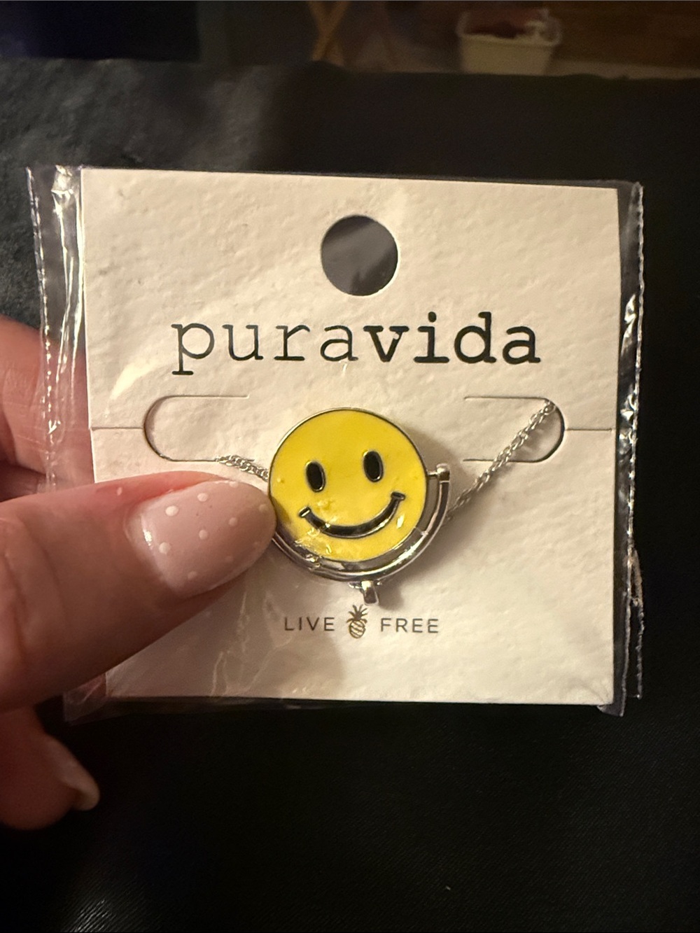 Pura Vida Happy Face Spinner Yellow Necklace